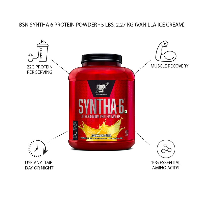 BSN Syntha 6 Protein Powder - 5 lbs, 2.27 kg (Vanilla Ice Cream)