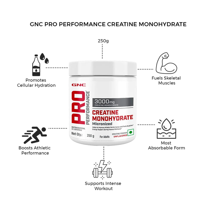 GNC Pro Performance Creatine Monohydrate | 250 gm | 83 Servings