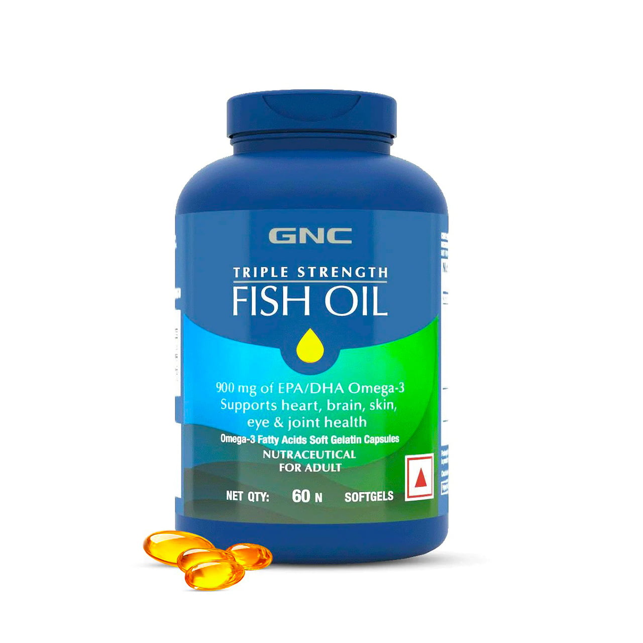 GNC 1500 MG Triple Strength Fish Oil Omega 3 Capsules 60 softgels