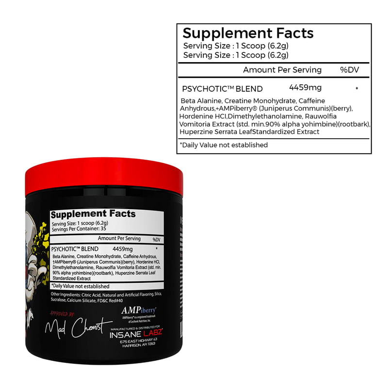 INSANE LABZ PSYCHOTIC RED PREWORKOUT 220gms