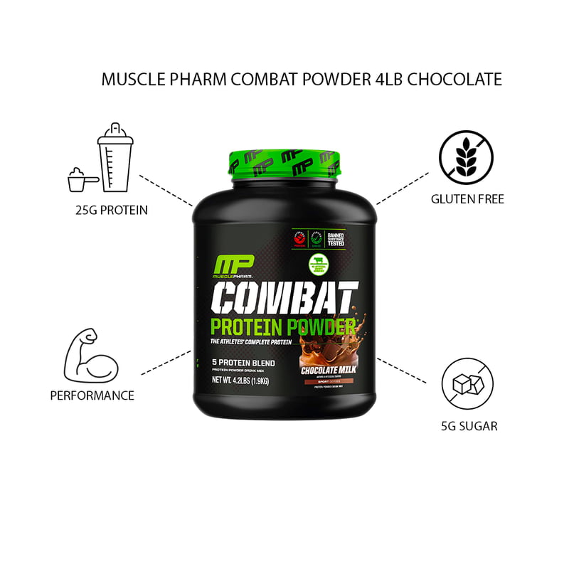 MusclePharm Combat Protein Powder, Chocolate Milk Flavor 6.2lbs