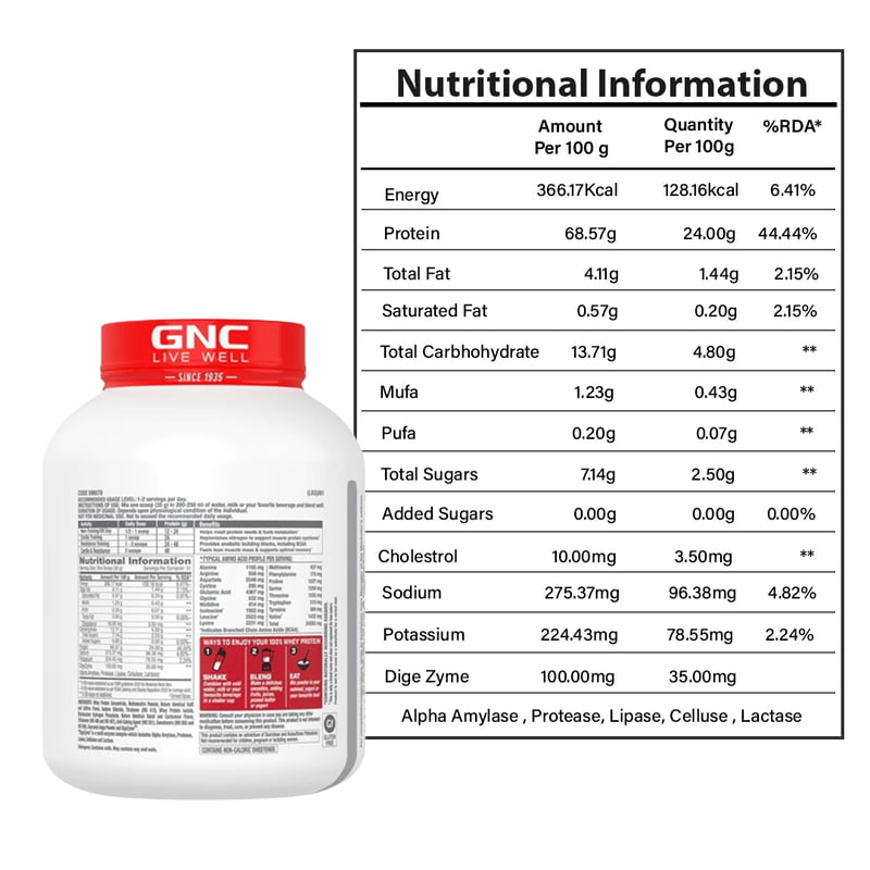 GNC Pro Performance 100% Whey Protein 1.8kg