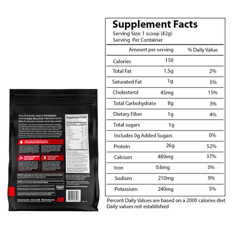 MuscleTech Platinum 8 Hour Protein - 4.6 lb, Milk Chocolate